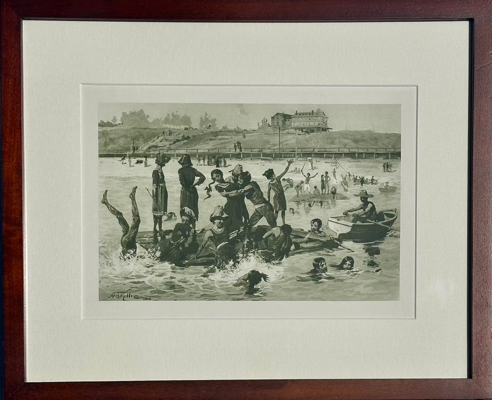 Santa Cruz Beach: Sea Beach Hotel Scene, Framed Lithograph, 1889