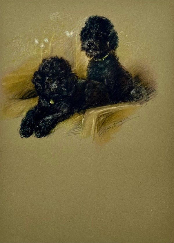 Black Poodle Dogs by Lucy Dawson, 1946