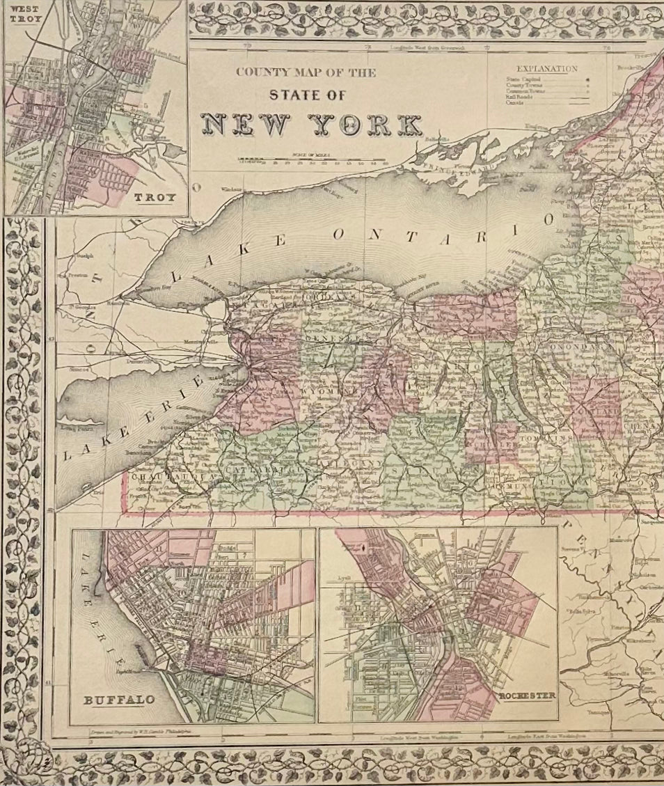 New York & counties by Samuel A. Mitchell, 1881