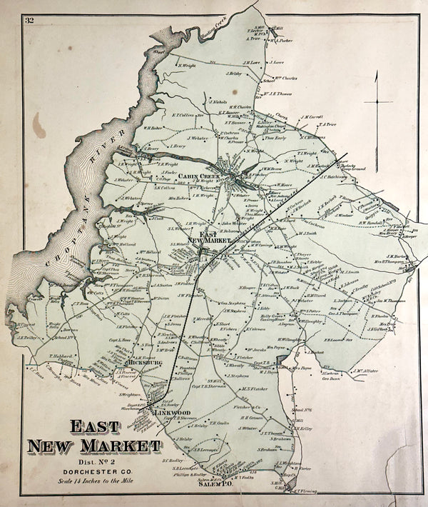 New Market & Cambridge (Dorchester County) Maryland Map, 1877