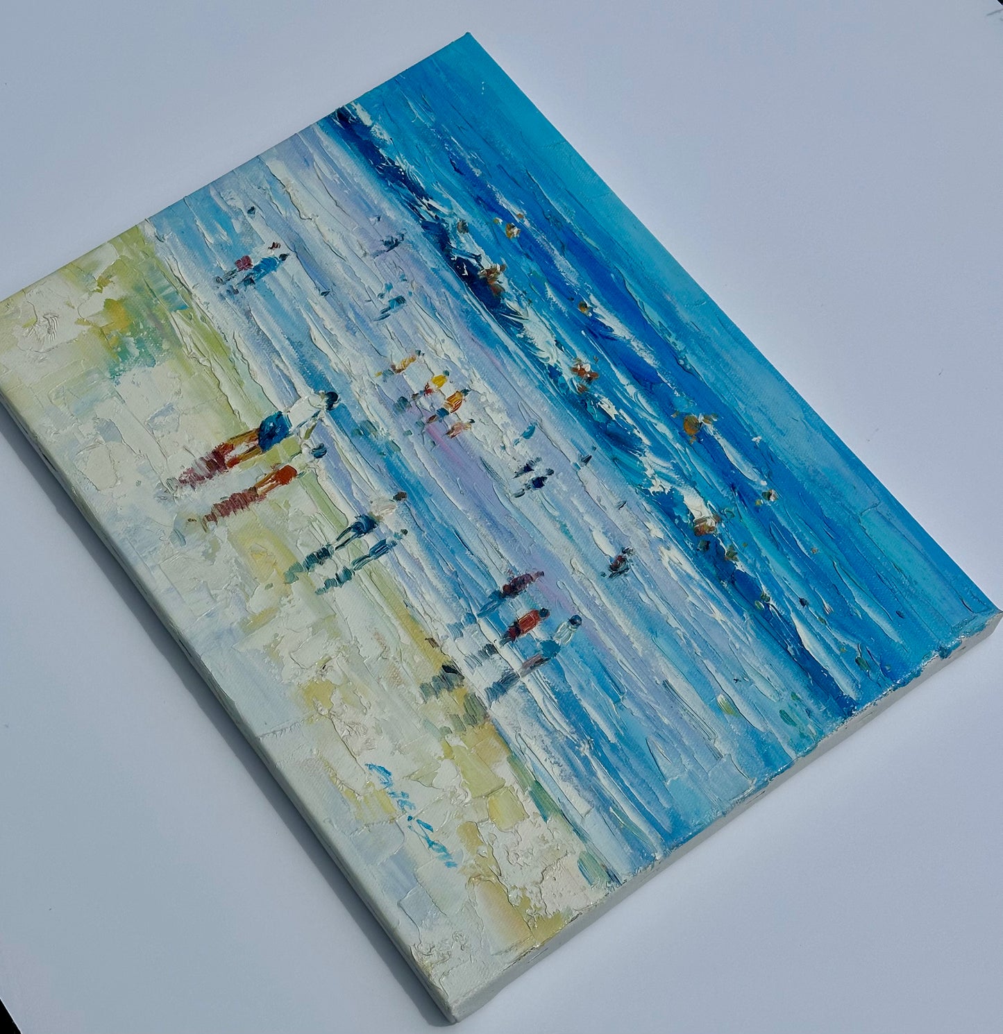 Contemporary Coastal Beach Scene Original oil on canvas by Ericson
