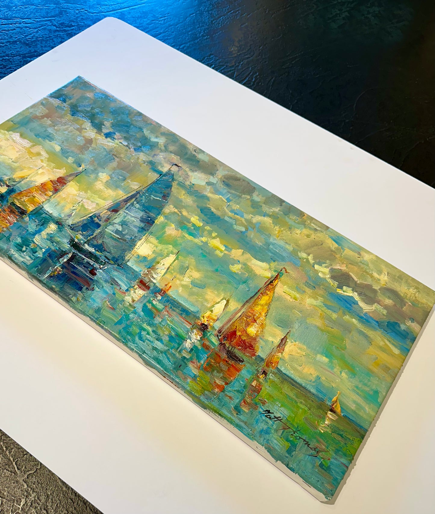 Coastal Sailboats Oil Painting by Matt Thomas