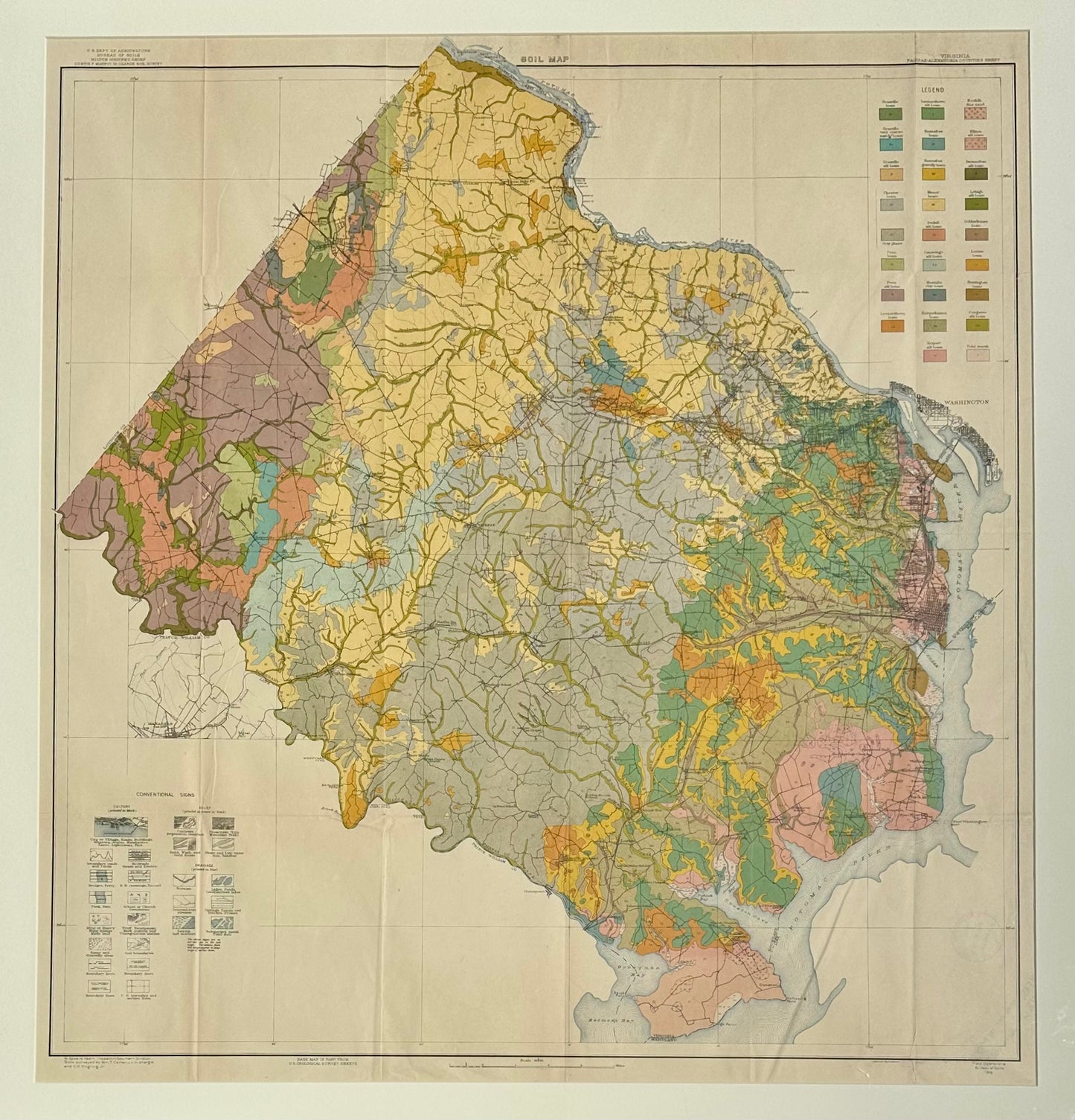 Virginia: Fairfax & Alexandria Counties Map, 1915 (Framed)
