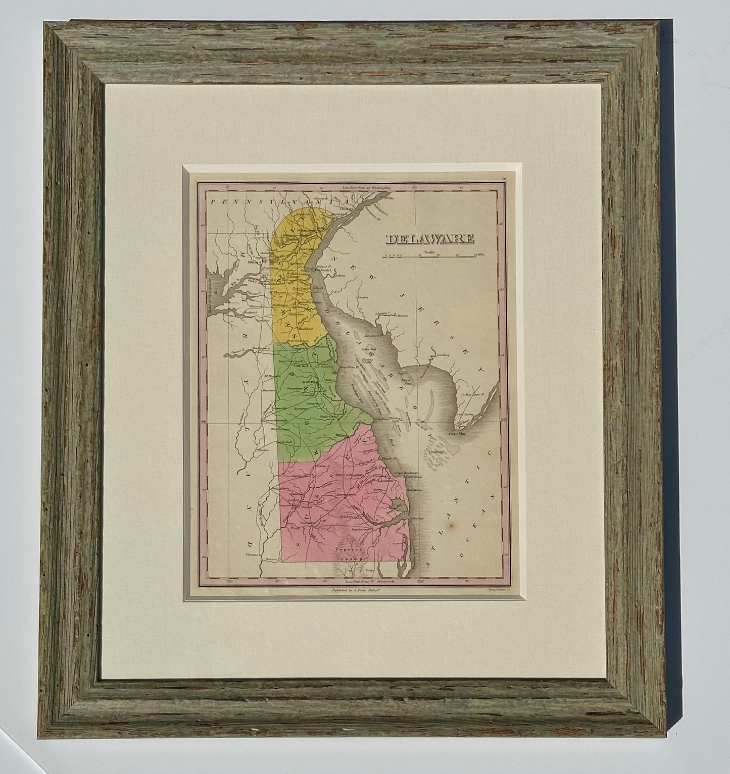 Map of Delaware by Anthony Finley, 1824 (framed)