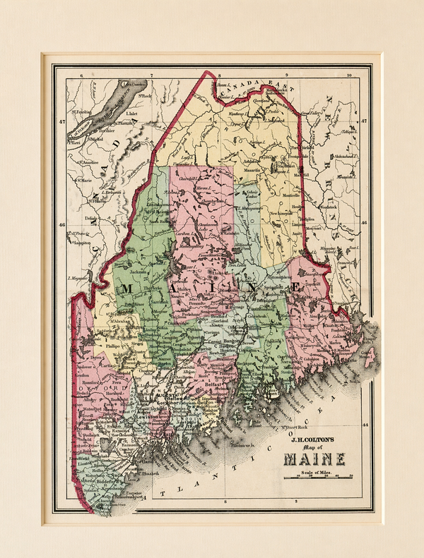 Maine by J.H. Colton — Original Map, 1850