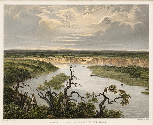 Fort Duncan & Eagle Pass Texas Original Steel Engraving, J.B. Smillie, c. 1860