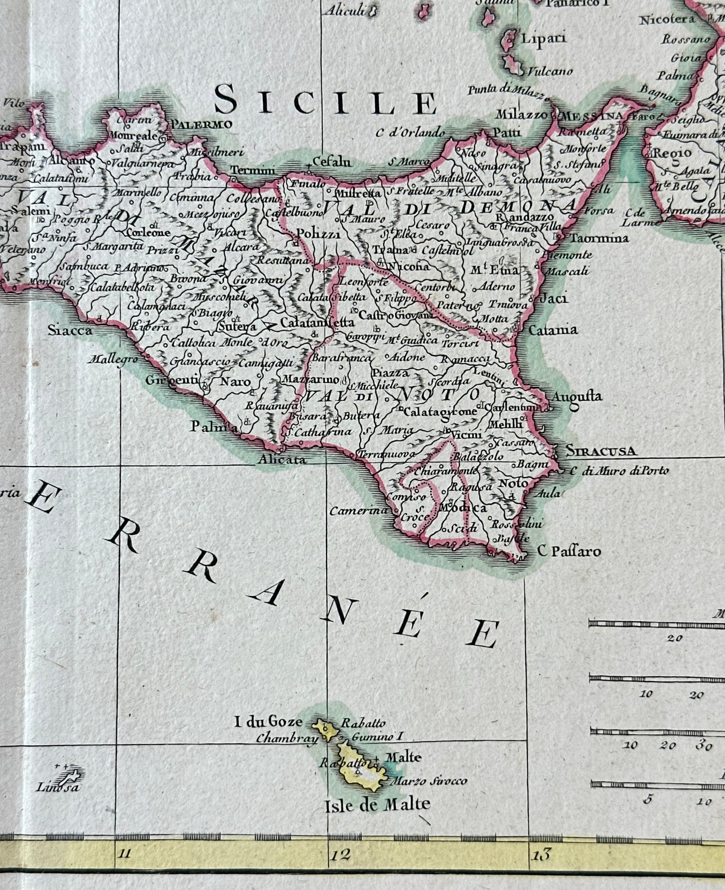 Northern & Southern Italy, Original double map by Lattre, 1762