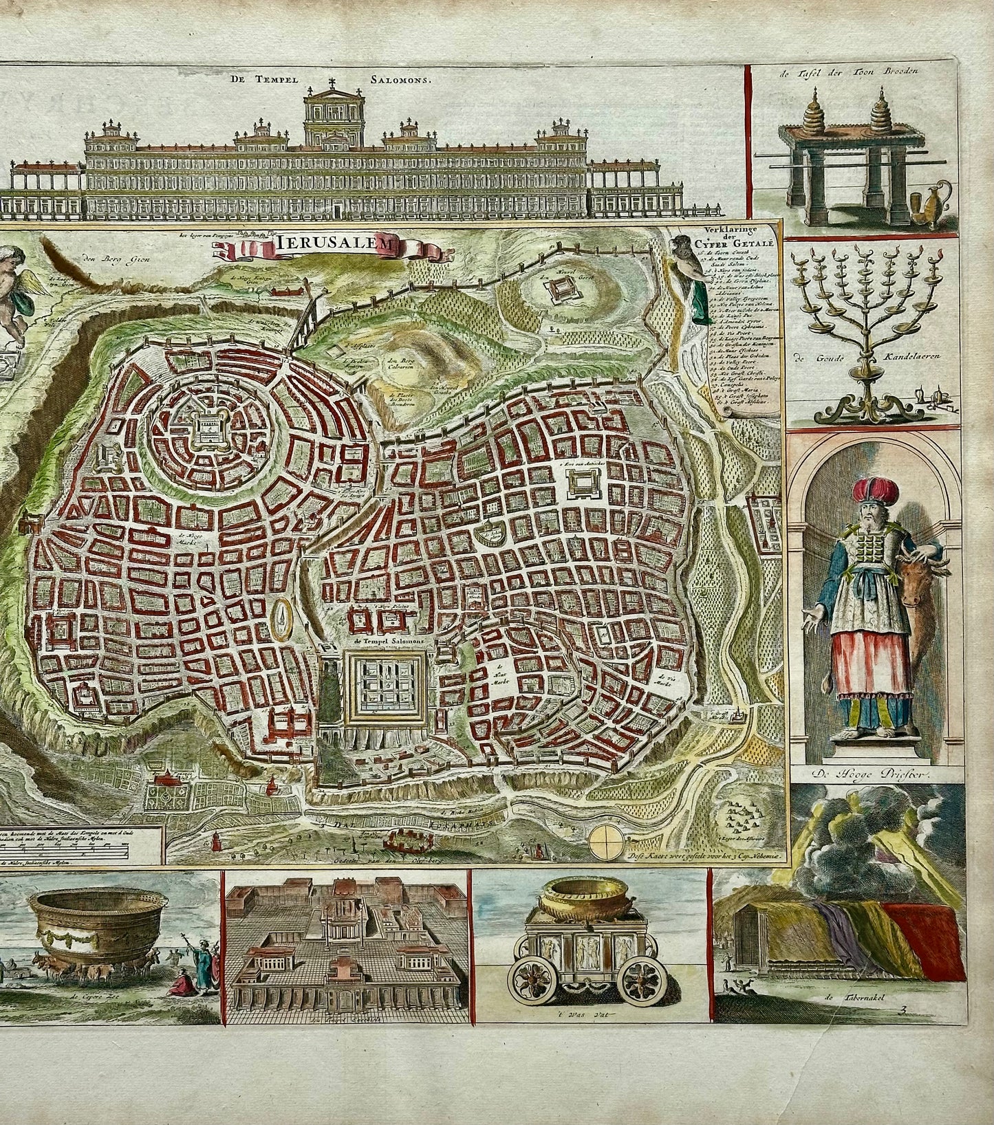Jerusalem, Original Map by Daniel Stoopendaal, Circa 1710