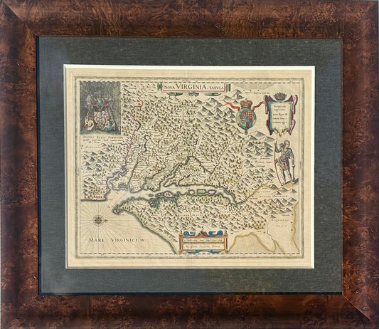 Virginia & Chesapeake Bay Map from Capt. John Smith By Willem Blaeu, 1618