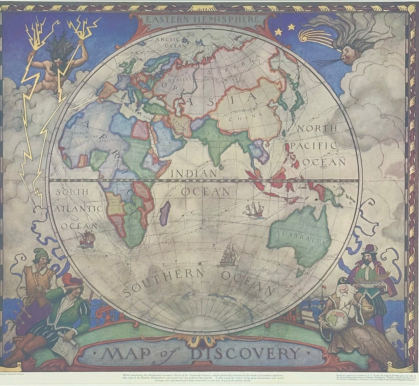 Maps of the World, N.C. Wyeth. Lithograph, 1928 (Pair)