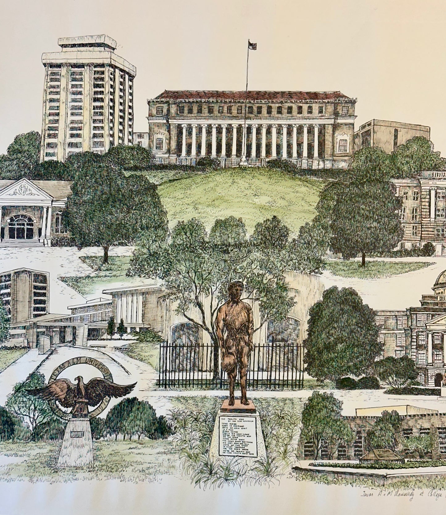 Texas A & M University print by Liz Bryant