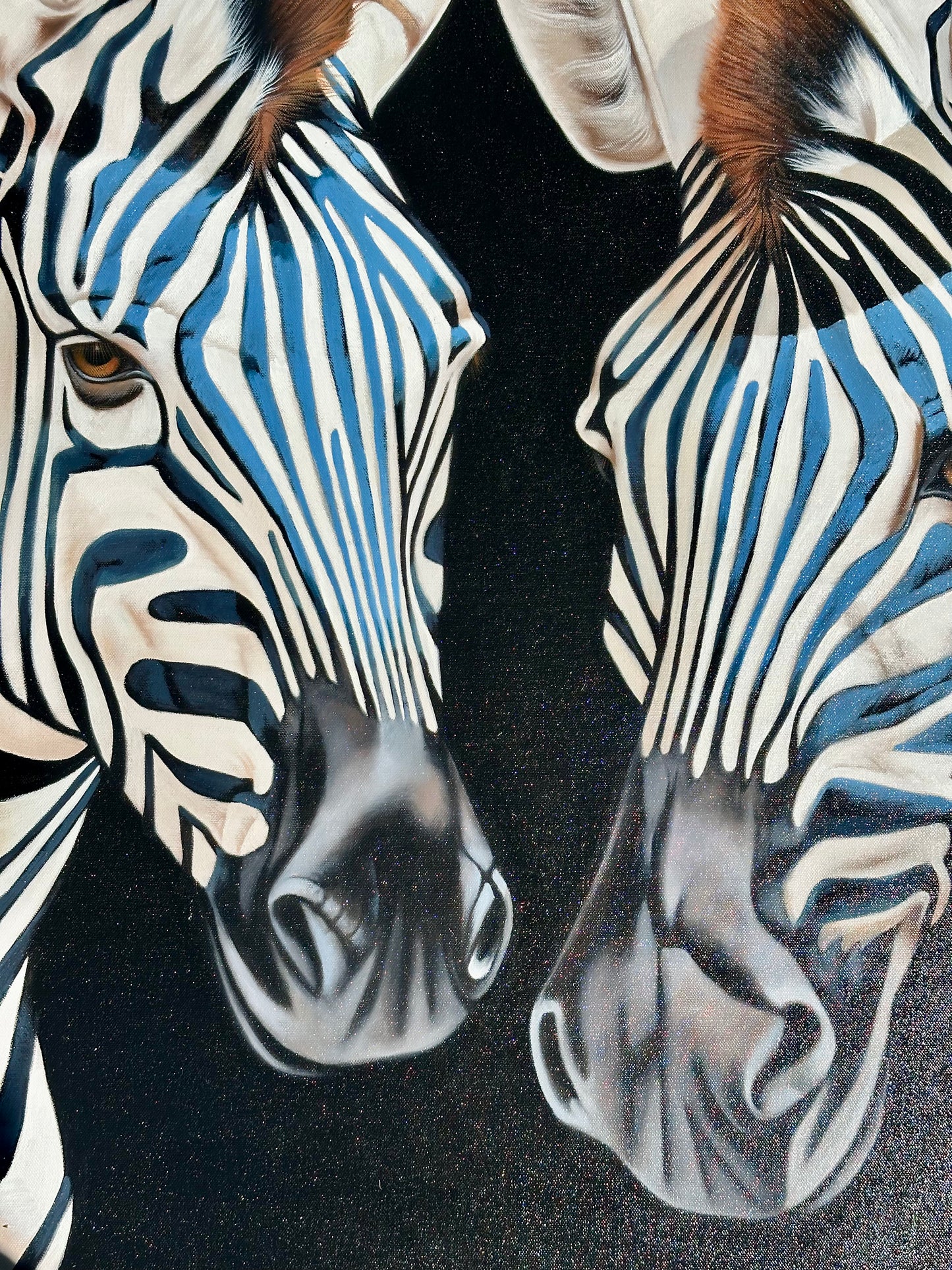 Zebra Oil Painting by P. Charles