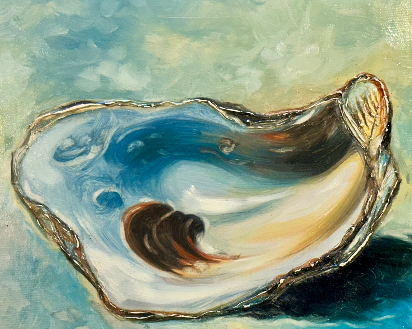 Modern Oyster by S. Park, antiqued gold wood frame