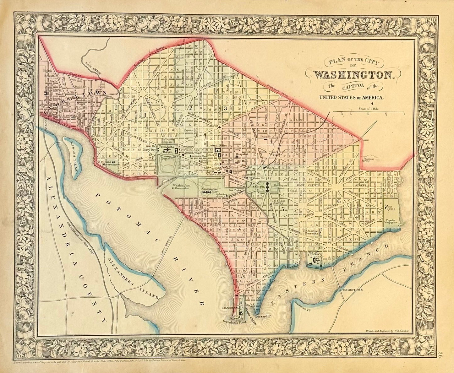 Washington DC by Augustus Mitchell, 1860