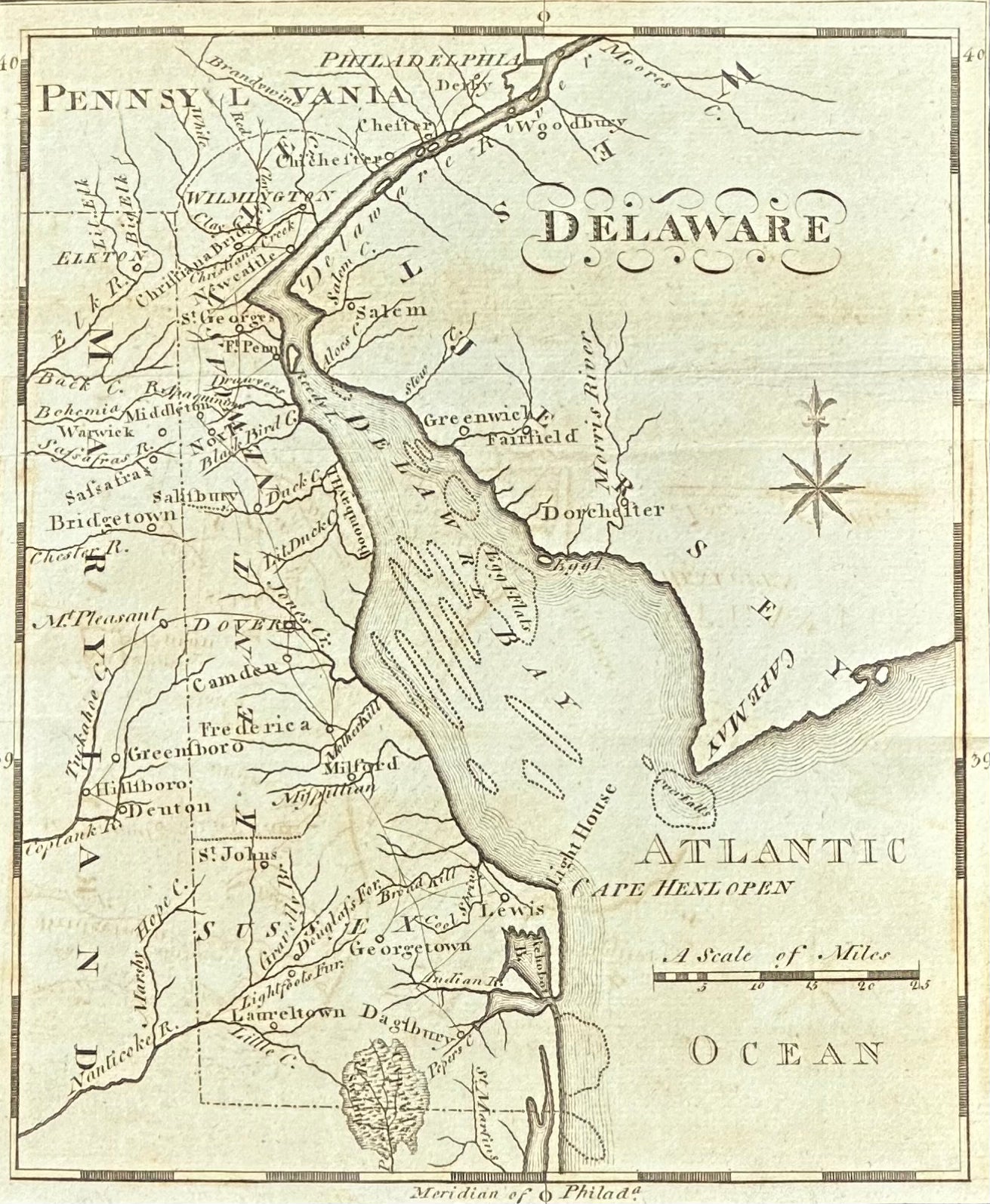Map of Delaware by Matthew Carey, 1805 (framed)