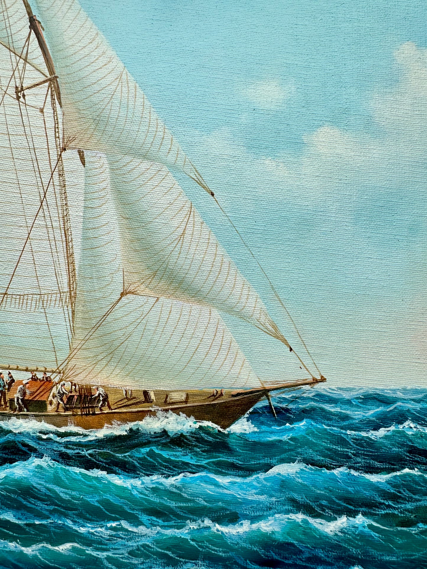 Schooner Yacht Sailboat Marine Oil Painting on Canvas, Unstretched, by Thomas