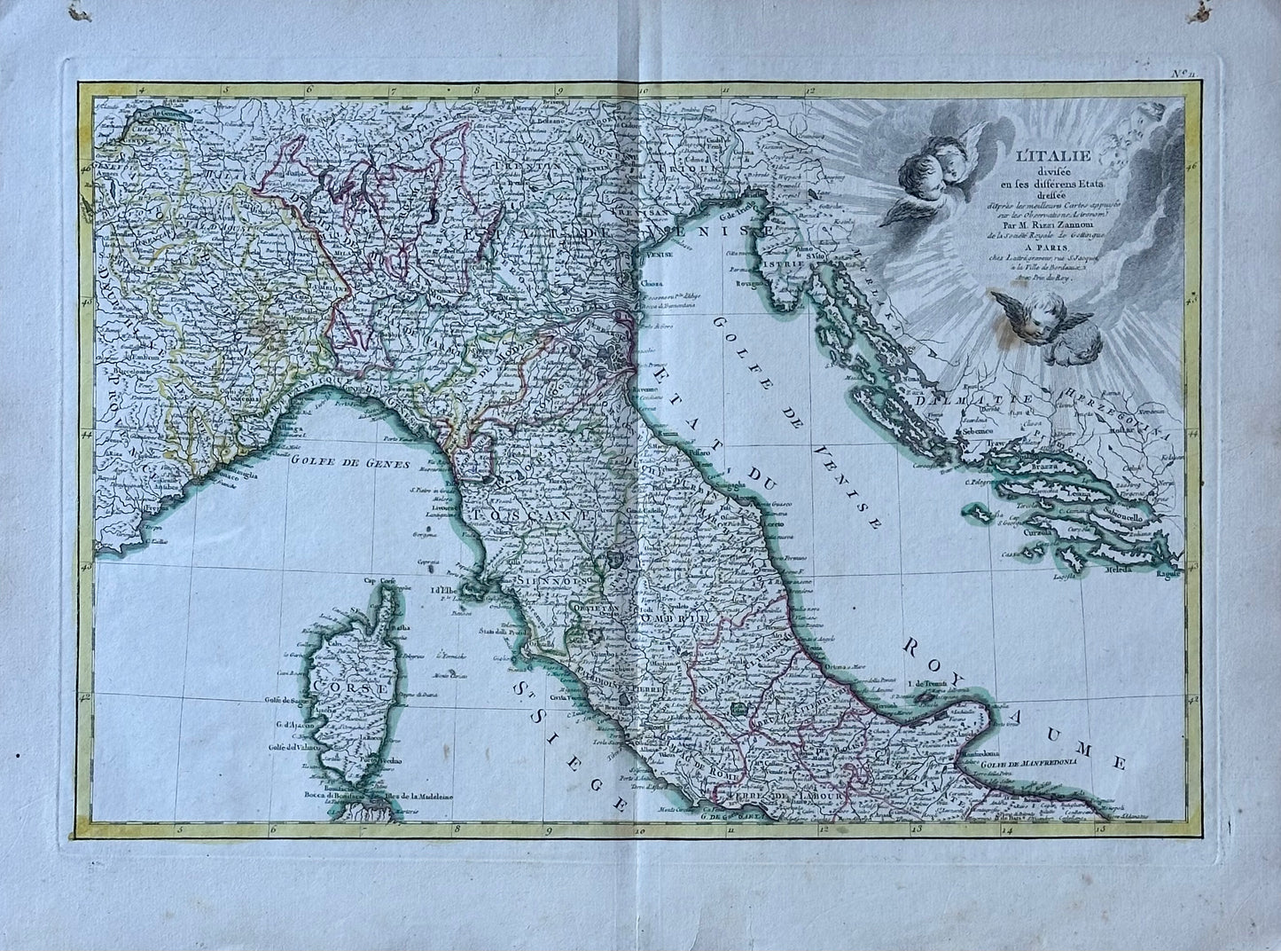 Northern & Southern Italy, Original double map by Lattre, 1762