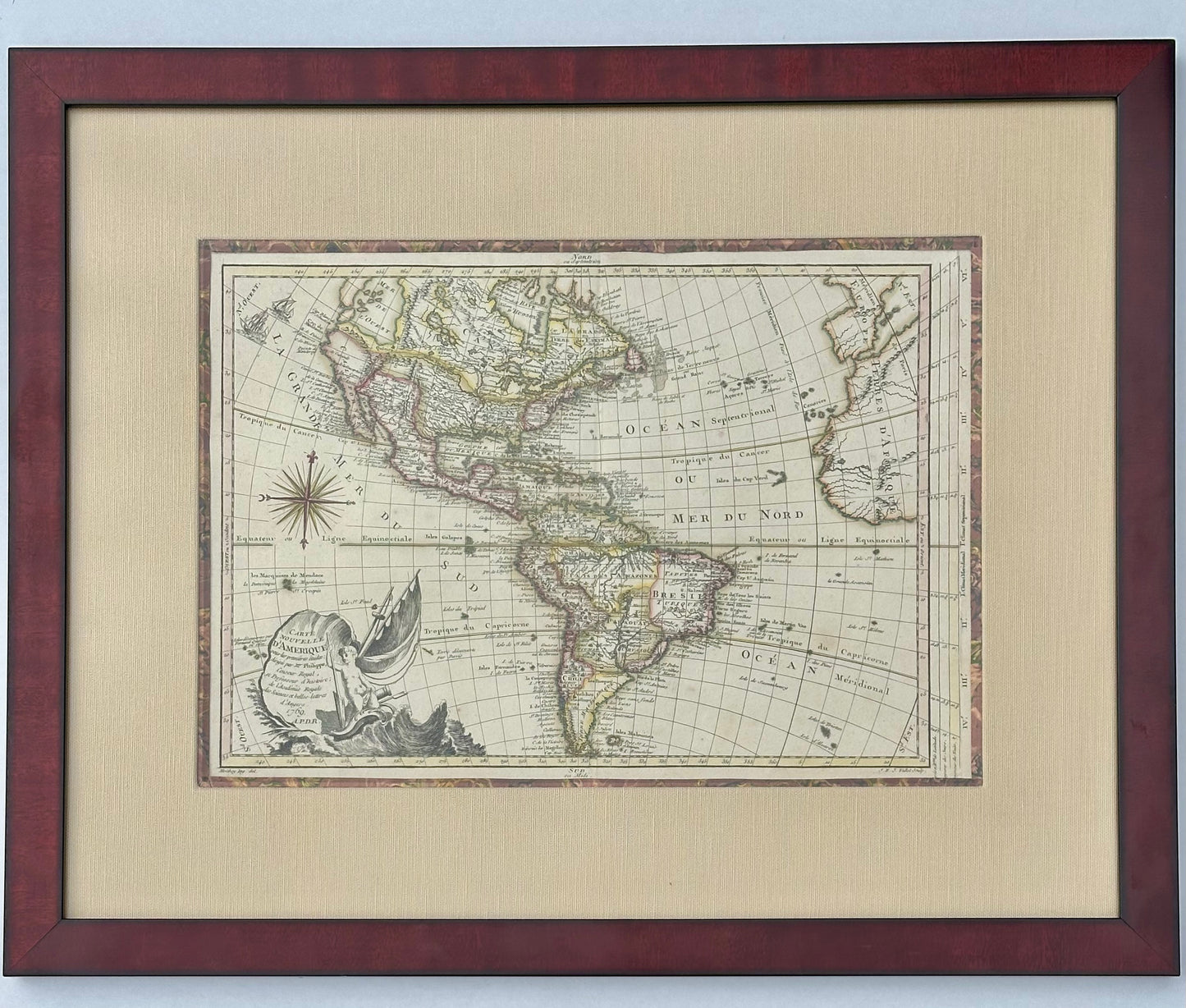 North America Map by Etienne-Andre Philippe De Pretot, 1769 (framed)