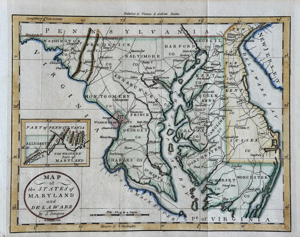 Maryland & Delaware Map by Morse, circa 1796