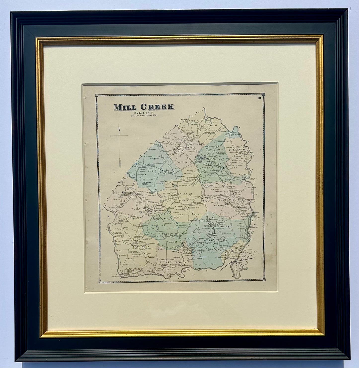 Mill Creek Hundred, Delaware (Mid 19th Century Original Framed Engraving)