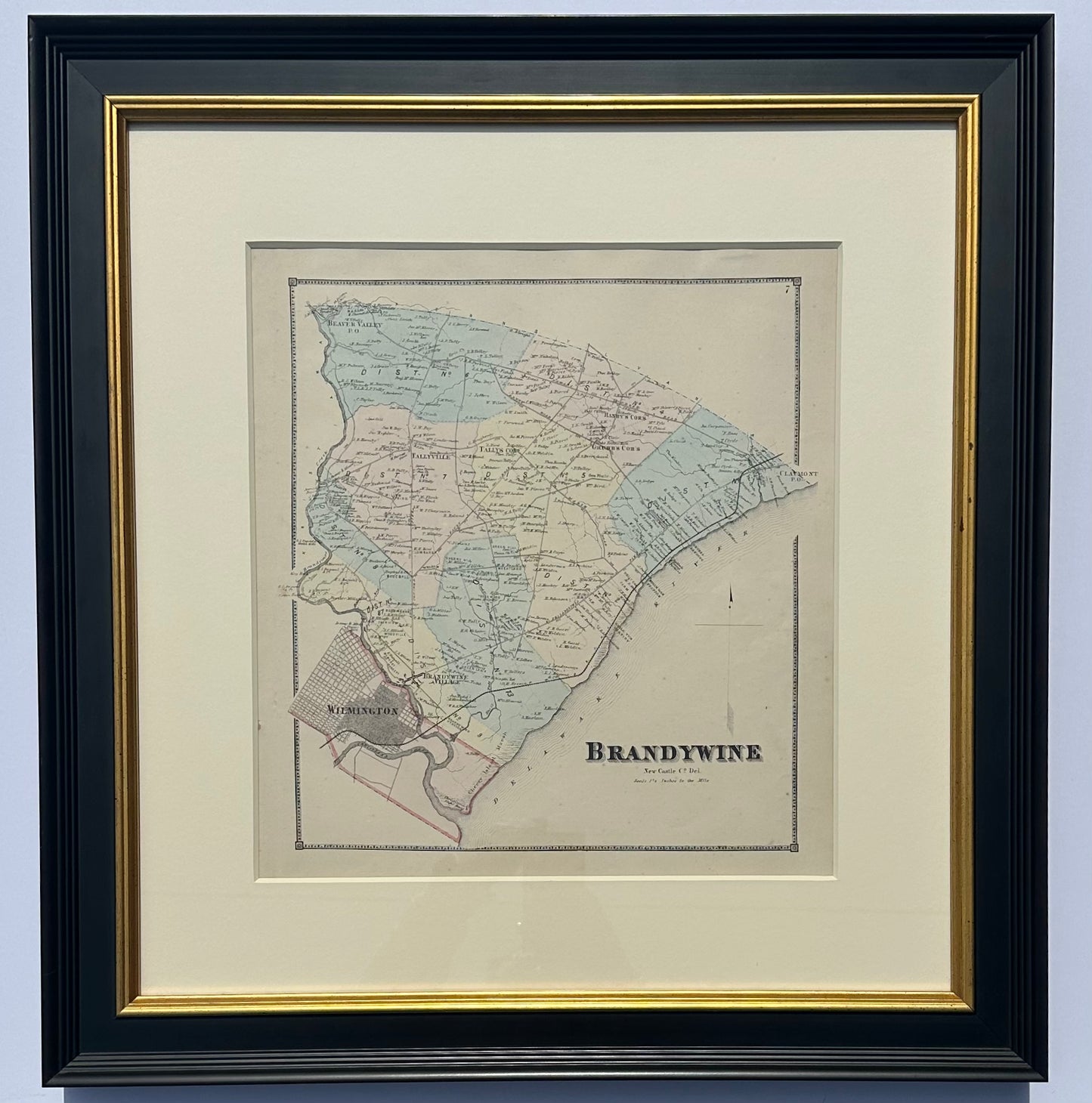 Brandywine Hundred, Delaware (Original framed engraving, 1868)