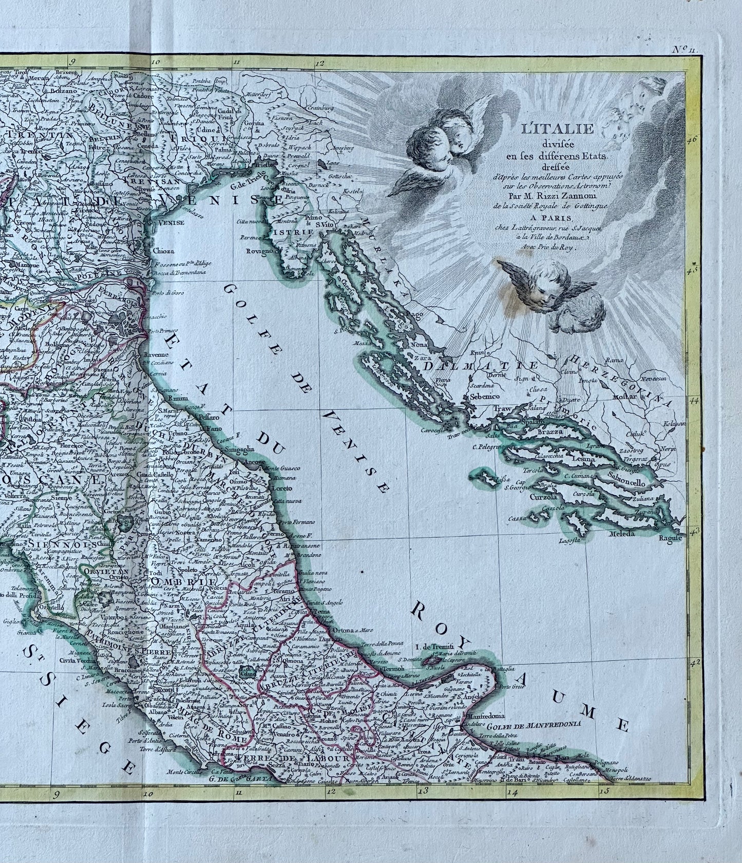 Northern & Southern Italy, Original double map by Lattre, 1762