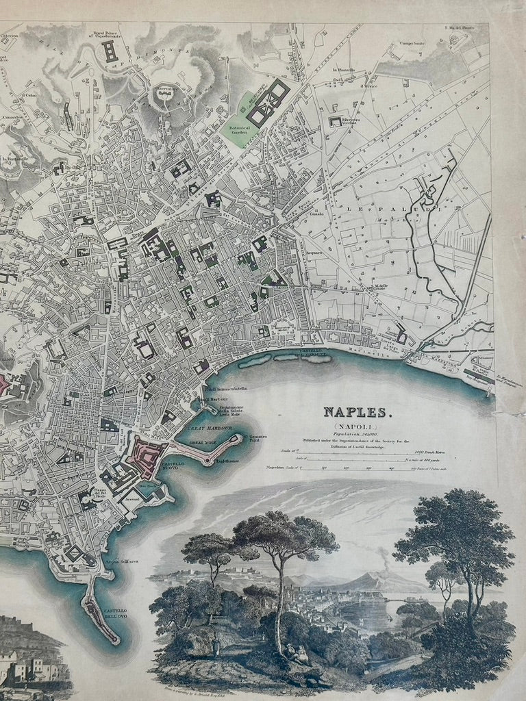 Naples Map by Baldwin, 1835