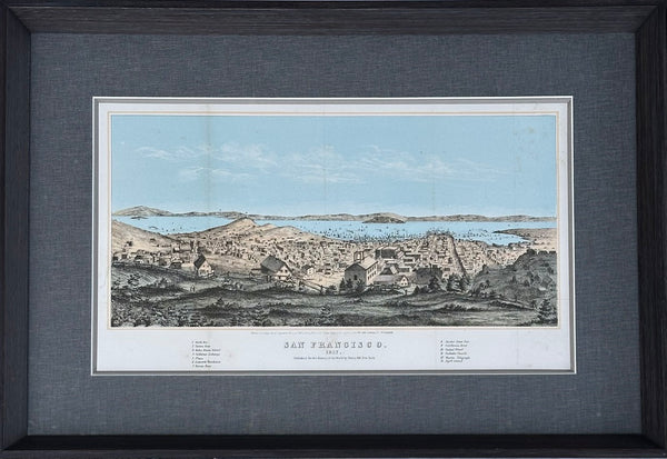 San Francisco City View & North Bay Original Lithograph by Henry Bill, 1856 (Framed)