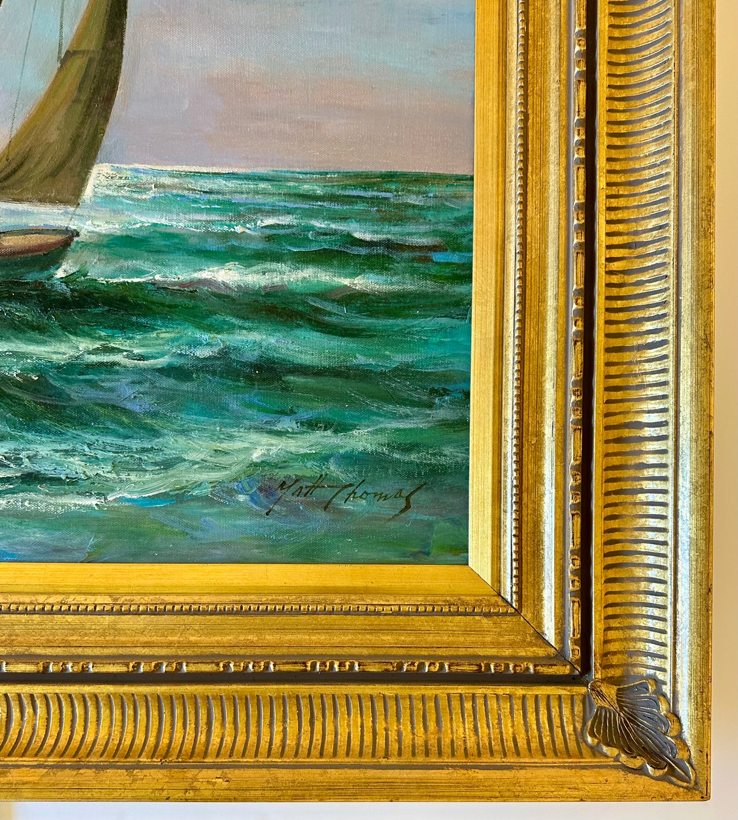 Sailboats, Seascape Original Oil Painting by Matt Thomas