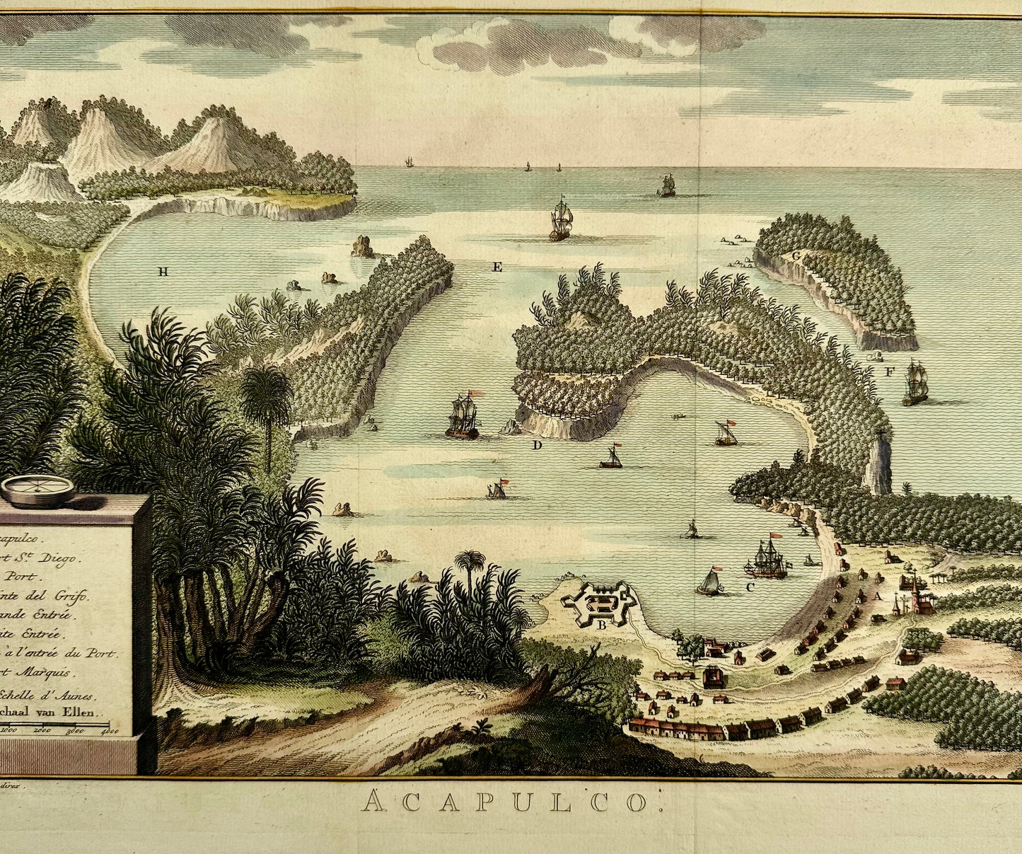Acapulco, Mexico Original Map by Van der Schley (1762)