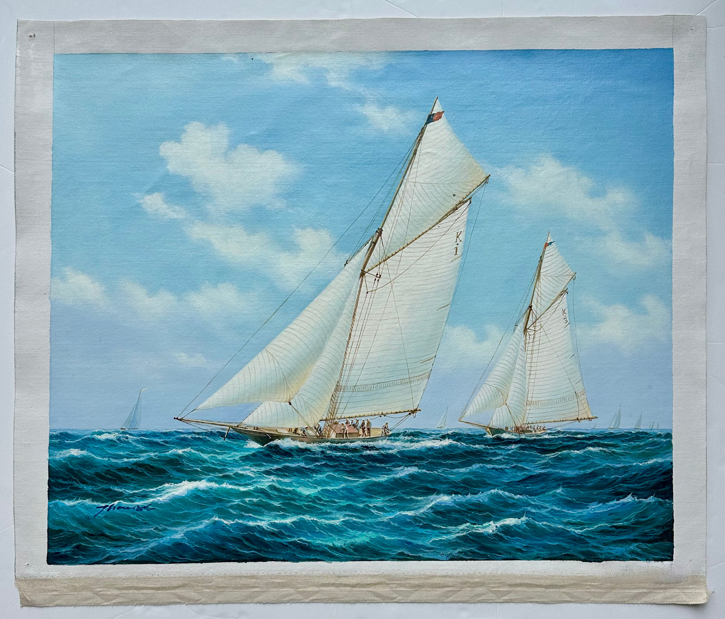 Gaff-Rigged Sailboats Nautical Original Painting, Unstretched by Thomas