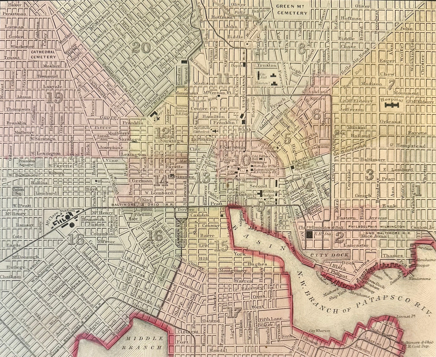 Baltimore, Original Engraving by Samuel Mitchell, 1863