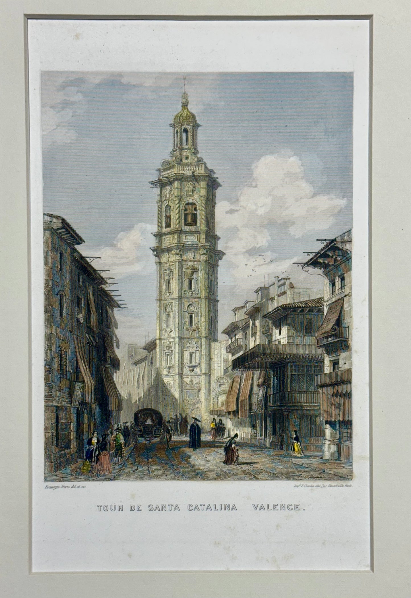 Church of Santa Catalina, Valencia, Spain Original Engraving, Circa 1851
