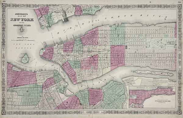 New York City Map by Johnson, 1864
