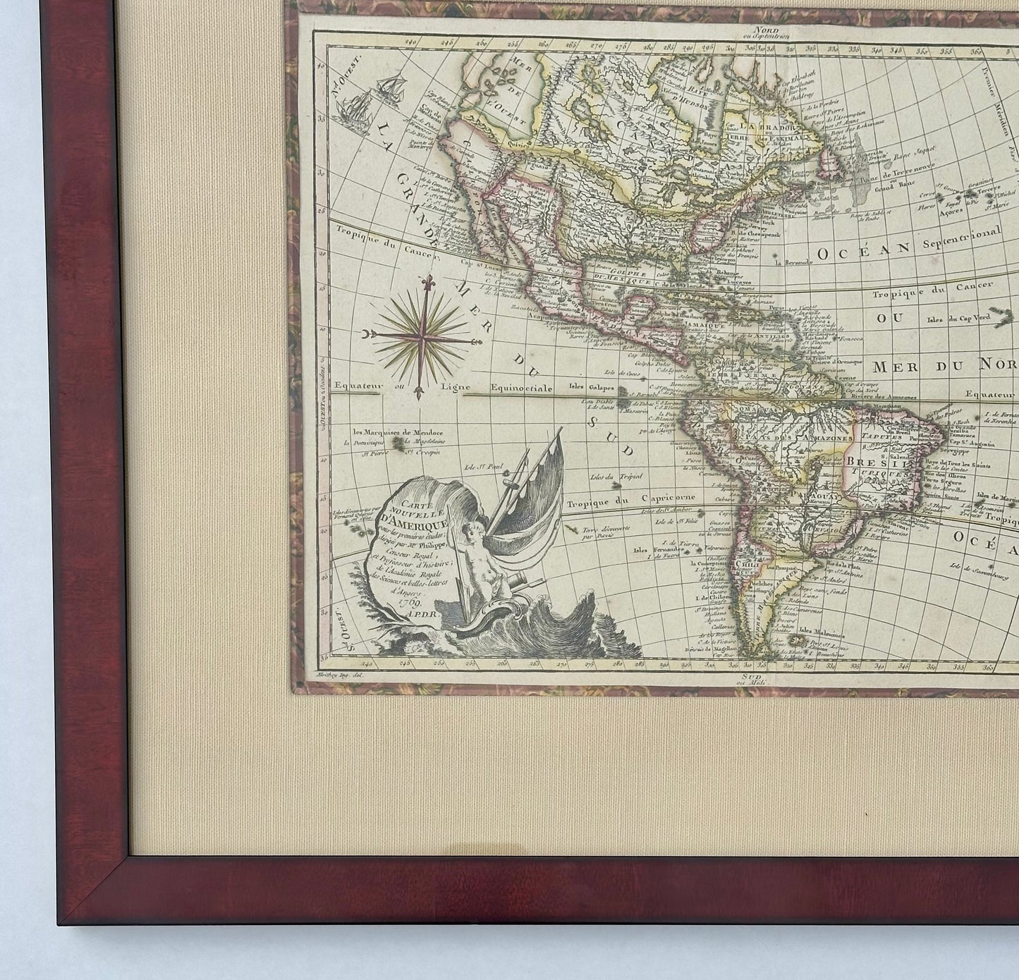 North America Map by Etienne-Andre Philippe De Pretot, 1769 (framed)