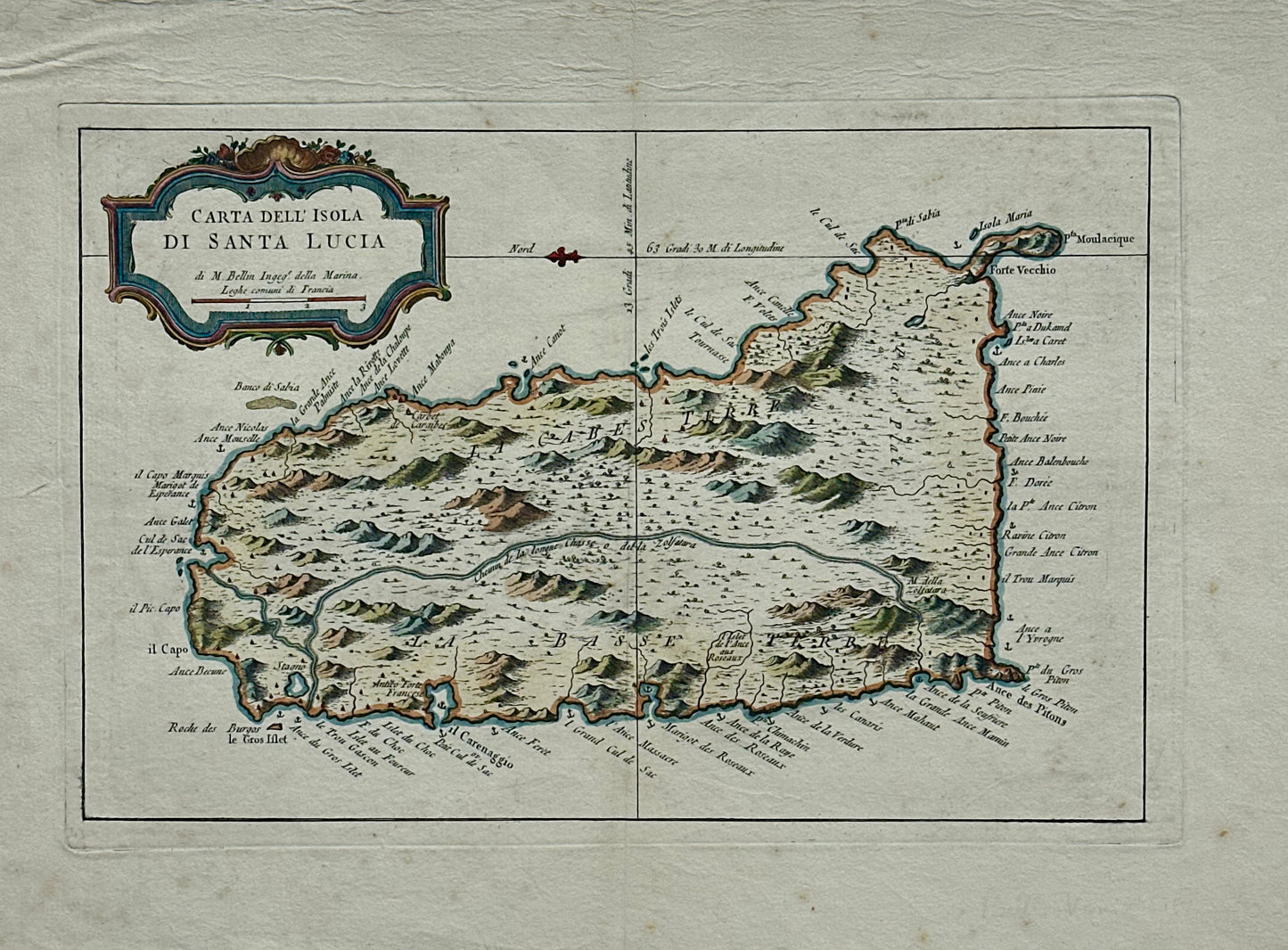 St. Lucia Original map by Jacques Bellin, 1781