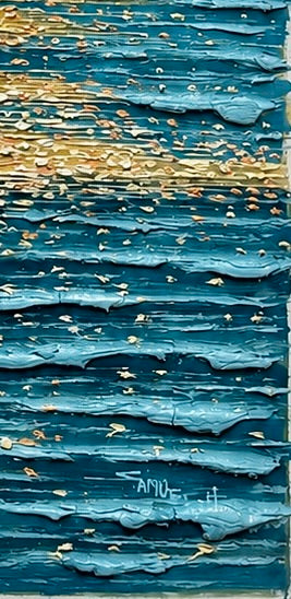 Golden Hour Ocean Reflection | Original Textured Oil Painting — Unstretched, by Samuel H. (24" x 36")