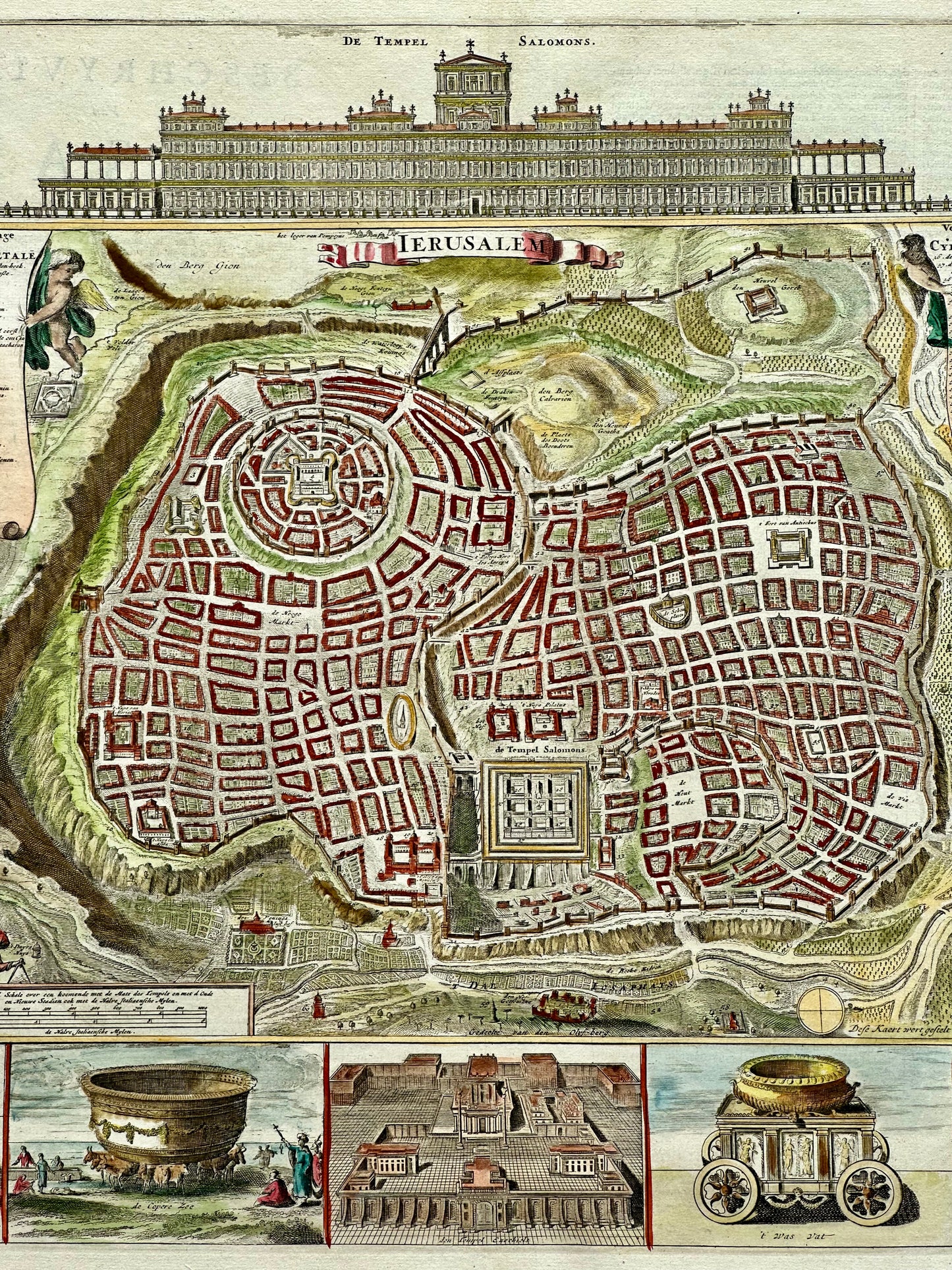 Jerusalem, Original Map by Daniel Stoopendaal, Circa 1710