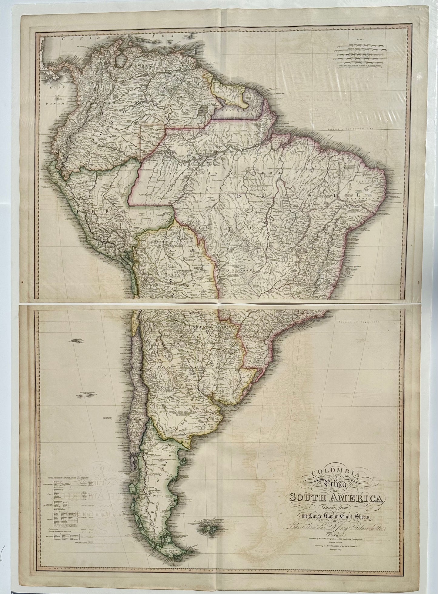South America & Columbia by Faden 1823