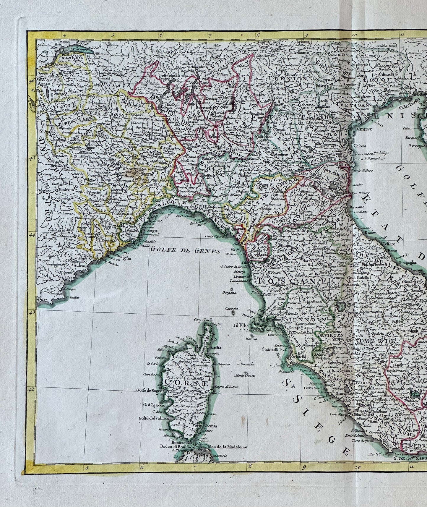 Northern & Southern Italy, Original double map by Lattre, 1762