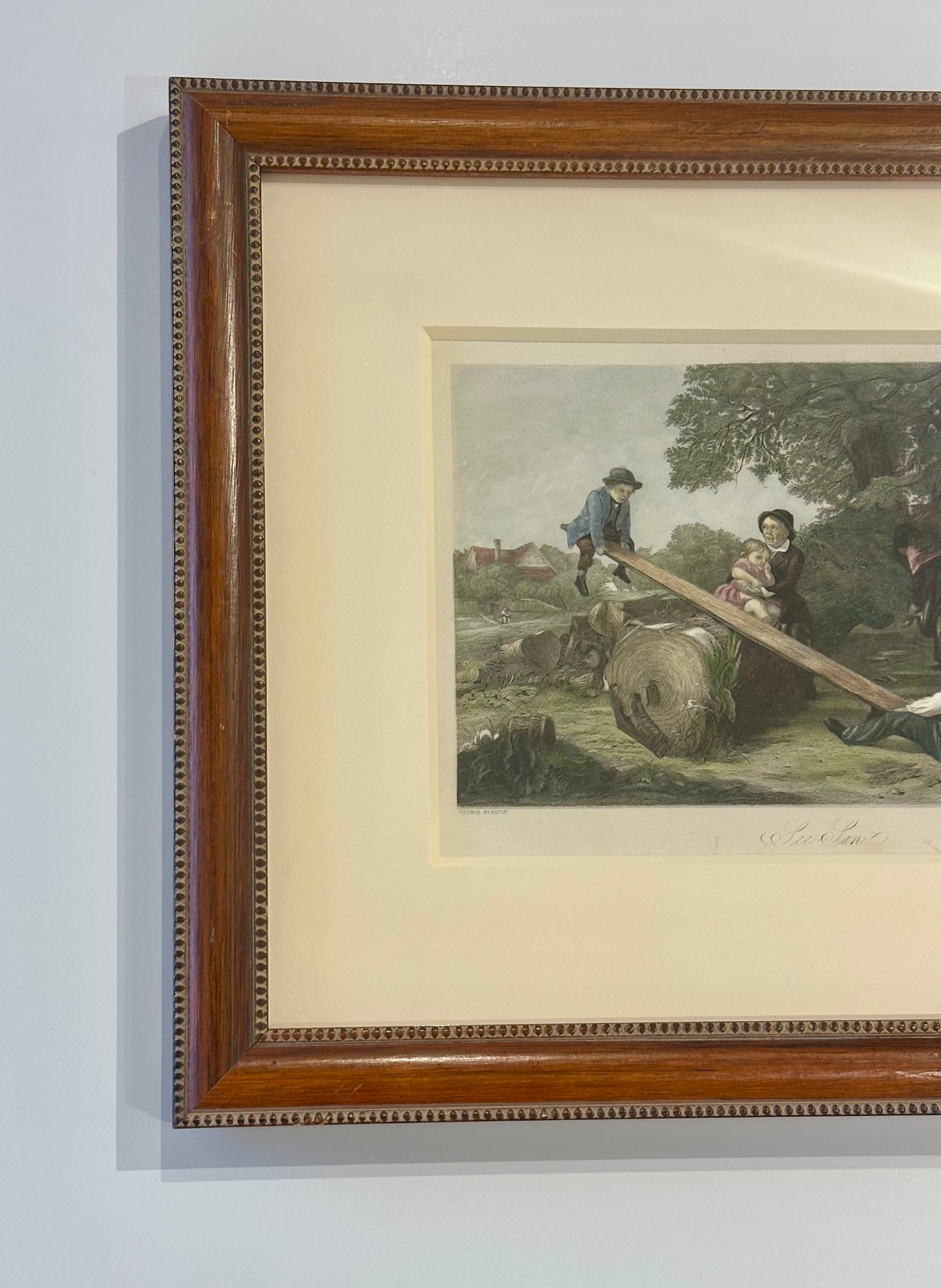 See-saw, Original framed engraving, c. 1850