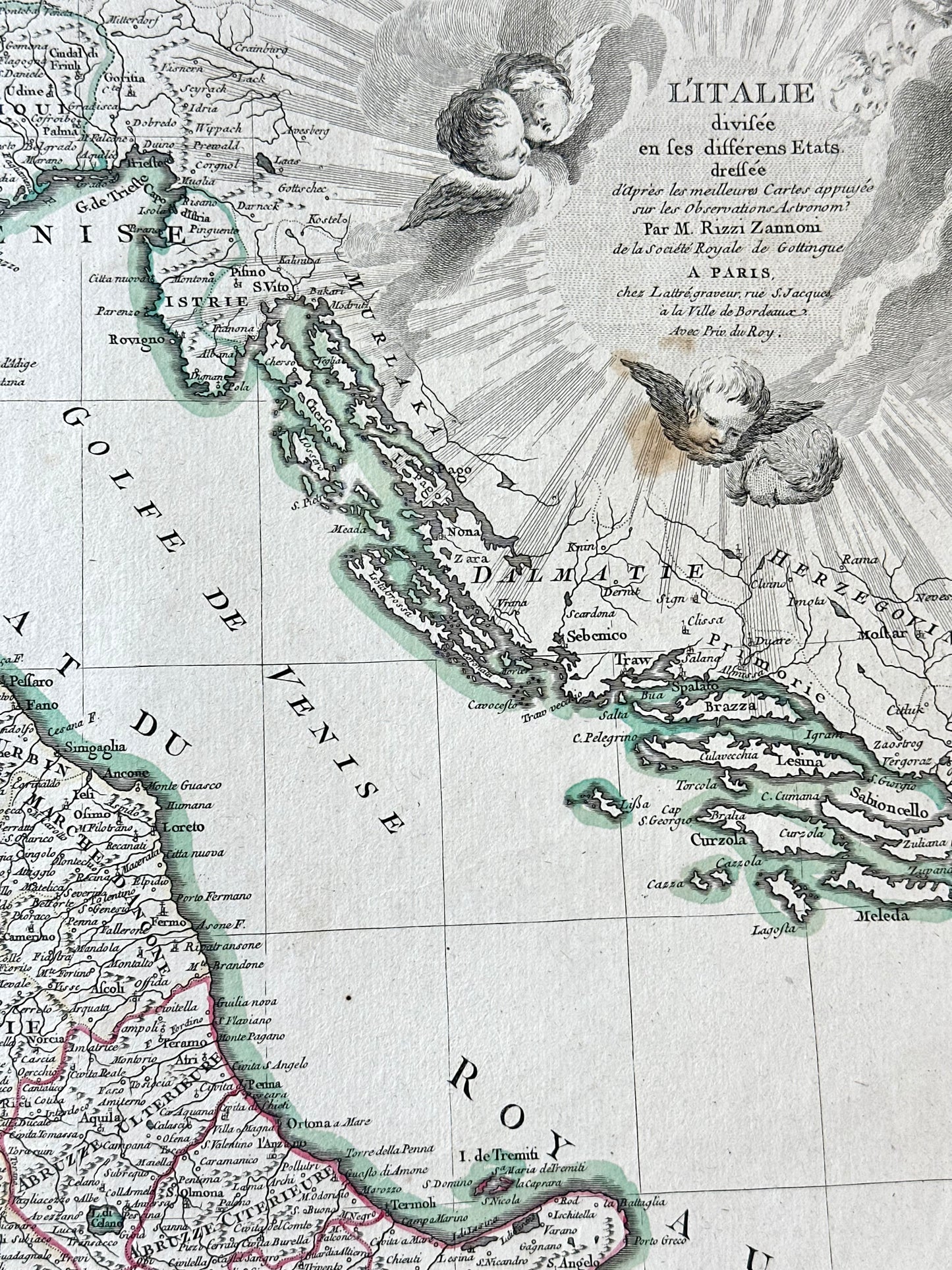 Northern & Southern Italy, Original double map by Lattre, 1762