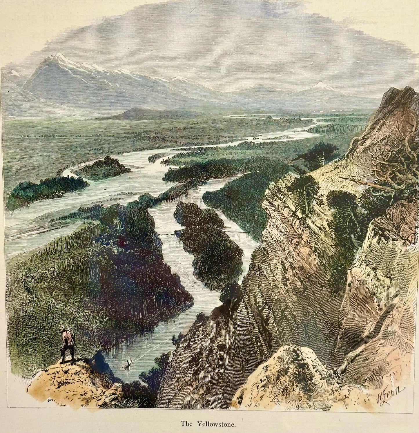 Yellowstone, Wyoming Original Landscape Framed Print, 1872