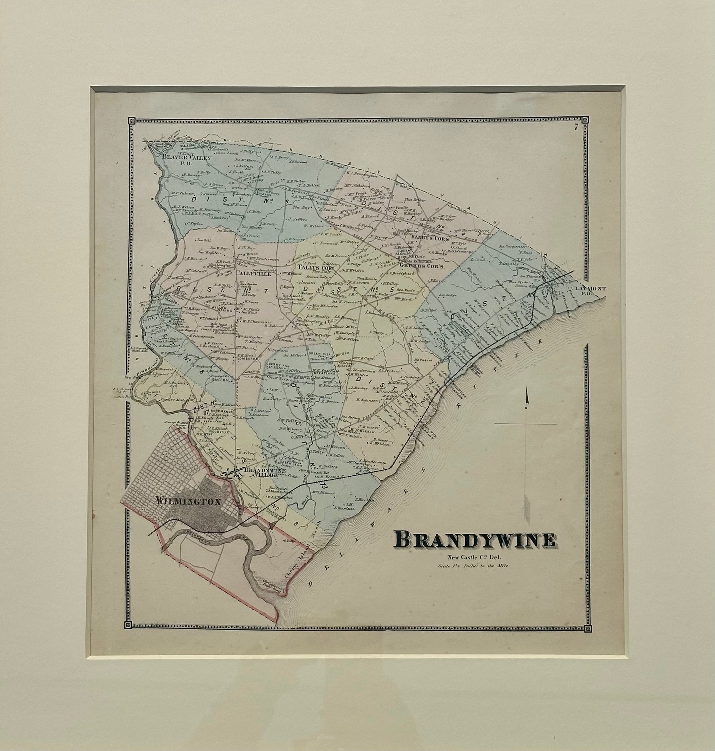 Brandywine Hundred, Delaware (Original framed engraving, 1868)