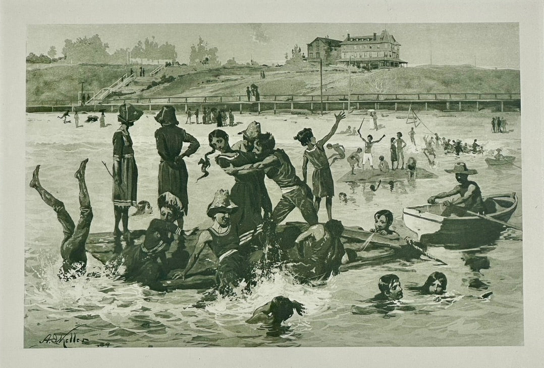 Santa Cruz Beach: Sea Beach Hotel Scene, Framed Lithograph, 1889