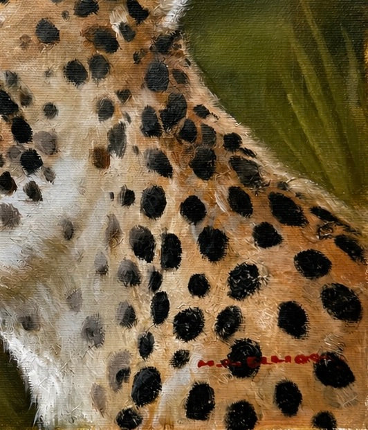 Original Cheetah Oil Painting on Canvas – by Grossman – 8" x 10" Unstretched Canvas