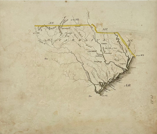 South Carolina Map by Luke Drury, 1822