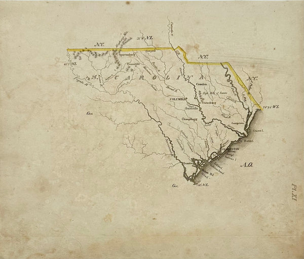 South Carolina Map by Luke Drury, 1822