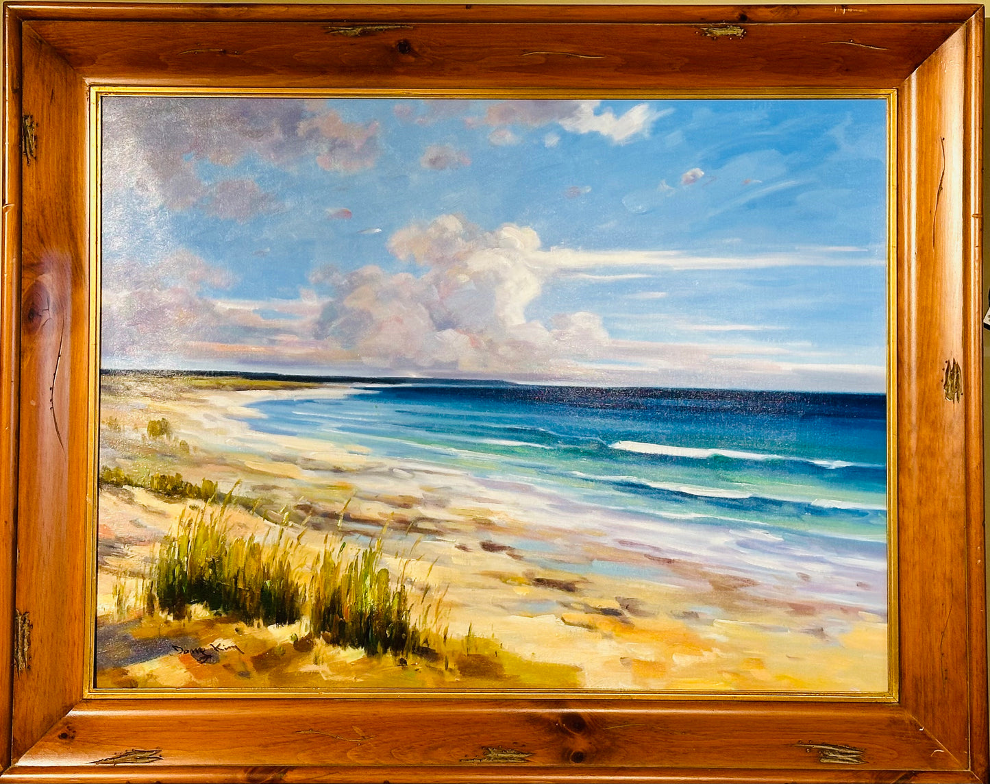 The Beach, Original Oil on Canvas, Framed