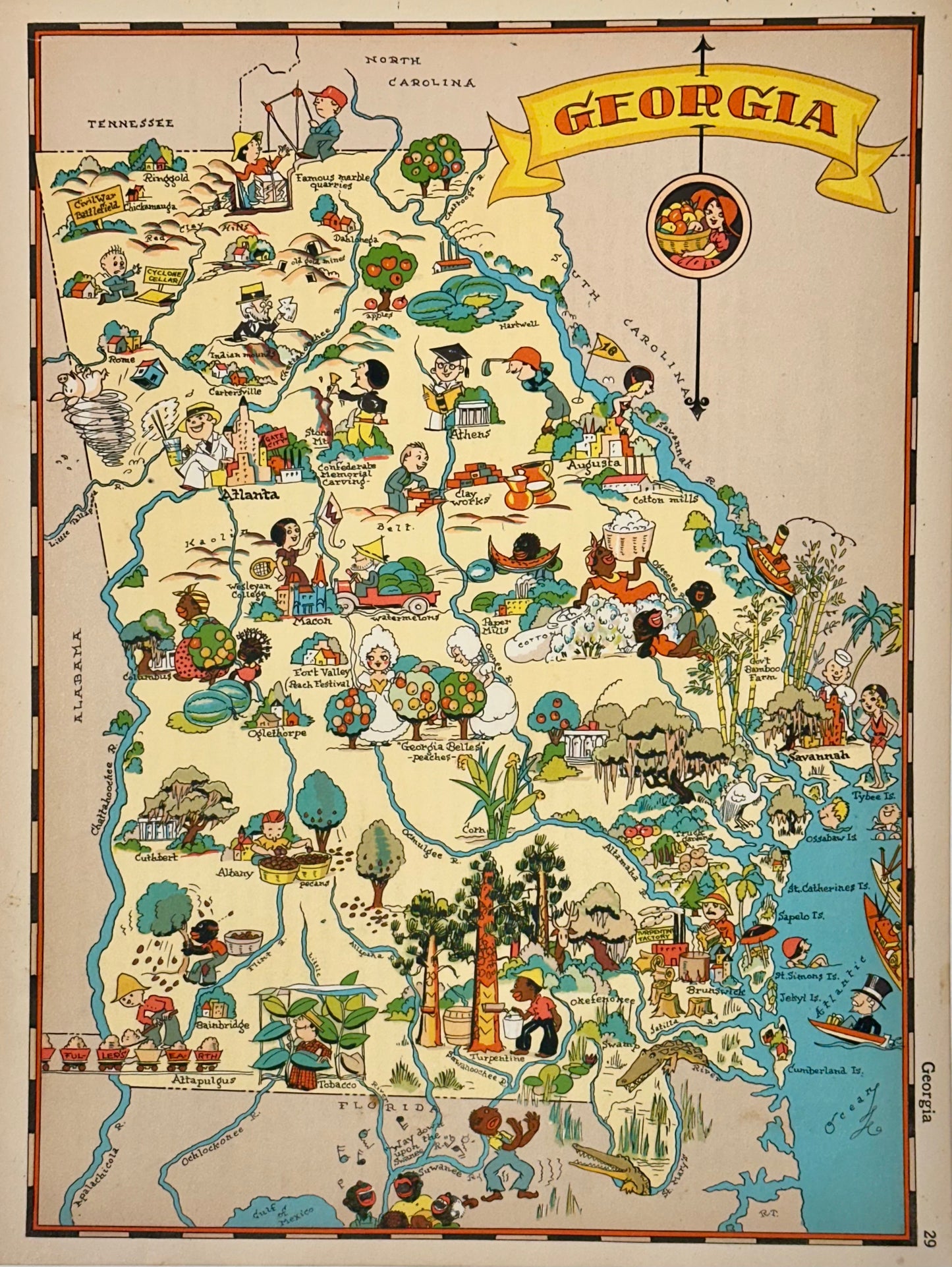 Vintage Map of Georgia, 1935